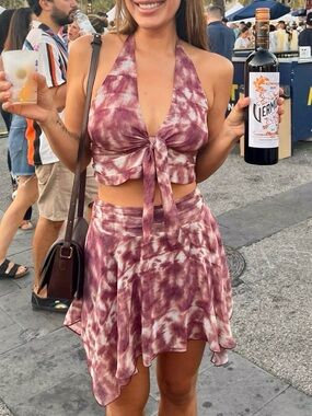 Pull&Bear Mauve Tie-Dye Asymmetrical Skirt